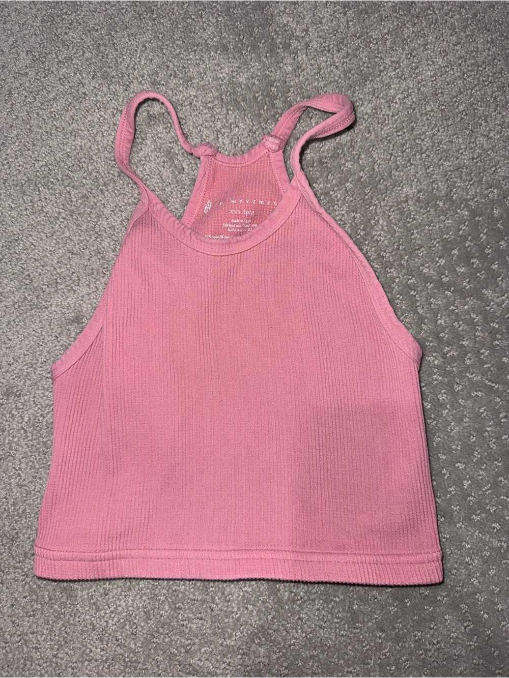 Free People Pink Ribbed Halter Crop Tank Top